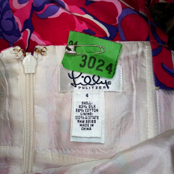 Vintage Lilly Pulitzer Rose Red, Pink & Purple Pleated Bodice Floral Sundress - Picture 9 of 11